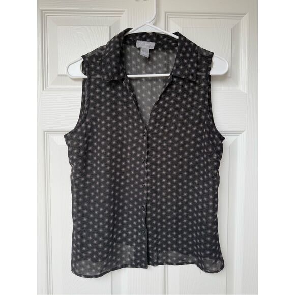 Old Navy Collection Tank Sheer Blouse Medium Women's Black and White Y2K Vintage - Picture 1 of 3